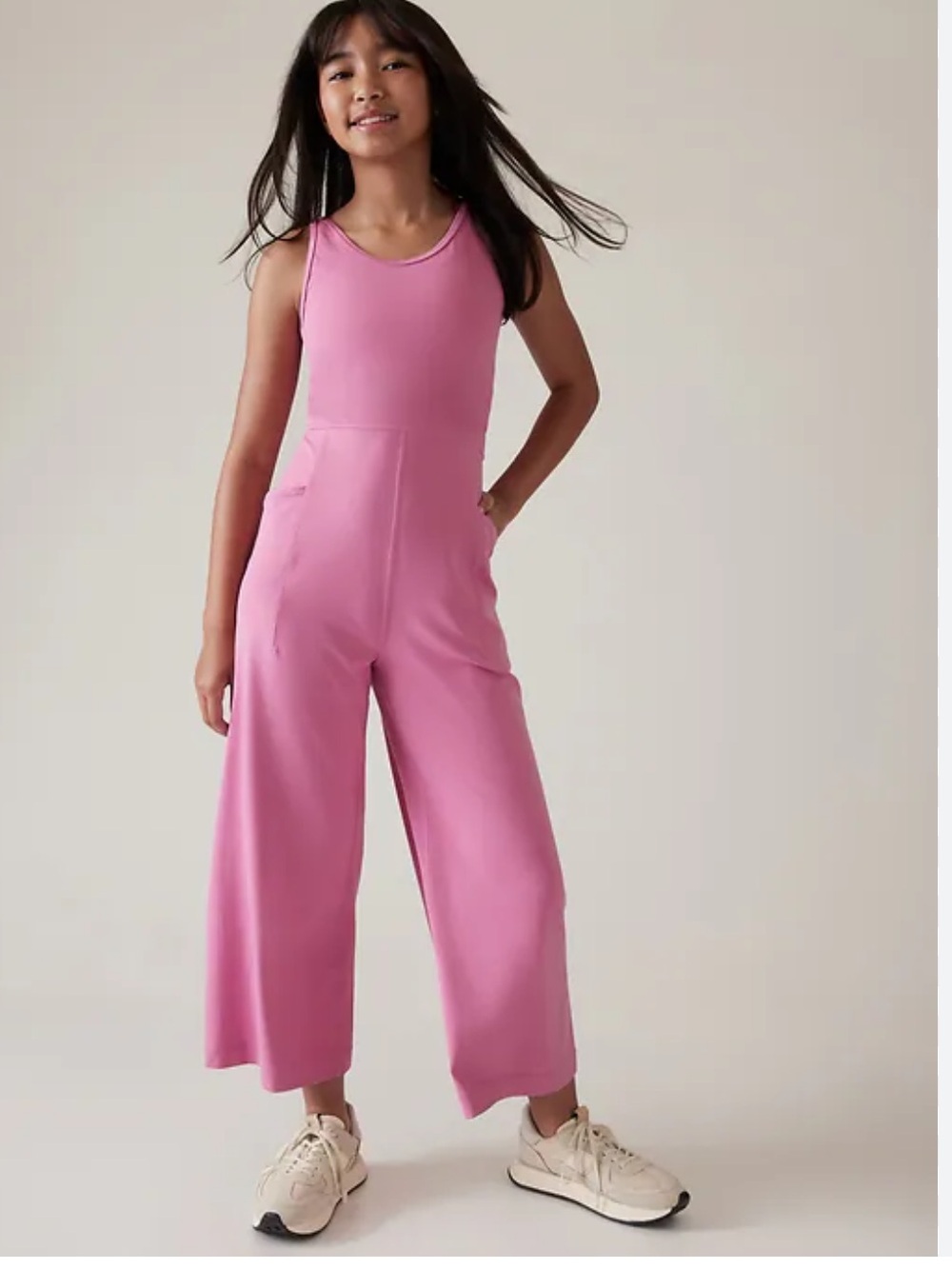 Athleta Girl Stash Your Treasures Pink Sleeveless Wide-Leg Jumpsuit